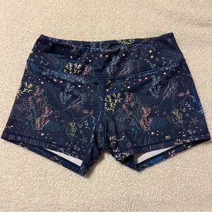 Born Primitive Athletic Booty Shorts Mermaid Marine Ocean Print Workout Gym Blue